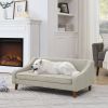 Durable Elevated Dog Sofa Bed,Pet sofa with modern irregular armrest design,Comfortable soft dog sofa-Beige