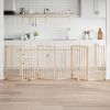 Dog Gate with Door Foldable 6 Panels 118.1 " Poplar Wood