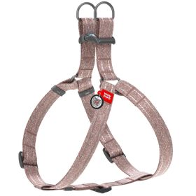 Brown Re Cotton Dog Harness Eco Friendly Dog Harness for Small Medium Dogs S Size 17-22 inch Reflective Dog Harness with QR ID Tag Adjustable Siz