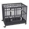 42 Inch Heavy Duty Dog Crate, Indestructible Dog Crate, 3-Door Heavy Duty Dog Kennel for Medium to Large Dogs with Lockable Wheels and Removable Tray