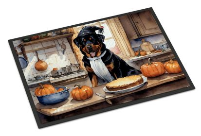 Rottweiler Fall Kitchen Pumpkins Doormat Front Door Mat Indoor Outdoor Rugs for Entryway, Non Slip Washable Low Pile, 24H X 36W