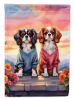 Cavalier Spaniel Two Hearts Garden Flag Mailbox Flag Decorative Yard Flag Banner Outside Patio Artwork Yard Flower Beds, Garden Size, Multicolor