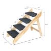 Wooden Dog Stairs/Steps - Foldable 4 Levels Pet Stairs & Ramp Perfect for Beds and Cars - Portable Dog/Cat Ladder Up to 110 Pounds