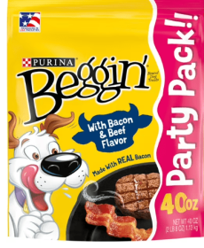 Purina Beggin' Strips Dog Treats with Real Bacon & Beef Flavors Tender Chews, 40 oz Pouch