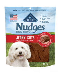 Blue Buffalo Nudges Jerky Cuts Dog Treats Made with Real Steak, 16-oz. Bag
