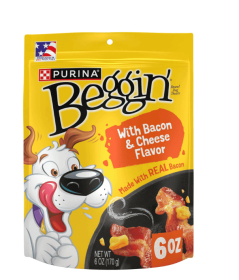 Purina Beggin' Strips Dog Treats with Real Bacon & Cheese Flavors Tender Chews, 6 oz Pouch