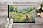 Rabbit Springtime Meadow Doormat Front Door Mat Indoor Outdoor Rugs for Entryway, Non Slip Washable Low Pile, 24H X 36W