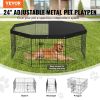Dog Playpen, 8 Panels Foldable Metal Dog Exercise Pen with Top Cover, 24" H Pet Fence Puppy Crate Kennel with Ground Stakes