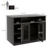 Luxury Dog Crate Furniture with Storage Brown Lockable Door Pet Cage for Medium Large Dogs 47 x 23.5 x 35