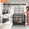 42 Inch Heavy Duty Dog Crate, Indestructible Dog Crate, 3-Door Heavy Duty Dog Kennel for Medium to Large Dogs with Lockable Wheels and Removable Tray