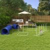 PawHut 7 Pcs Dog Agility Training Equipment Set with Tunnels, Weave Poles, Adjustable Hurdle, Jumping Ring, Pause Box, Blue Pet Training
