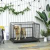 Metal Dog Cage 49" Heavy Duty Folding Kennel with Tray Locking Wheels Dark Gray