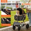 Pet Stroller, 4 Wheels Dog Stroller Rotate with Brakes, 66 lbs Weight Capacity, Puppy Stroller with Detachable Carrier, Storage Basket and Pet Pad