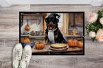Rottweiler Fall Kitchen Pumpkins Doormat Front Door Mat Indoor Outdoor Rugs for Entryway, Non Slip Washable Low Pile, 24H X 36W