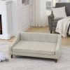 Durable Elevated Dog Sofa Bed,Pet sofa with modern irregular armrest design,Comfortable soft dog sofa-Beige