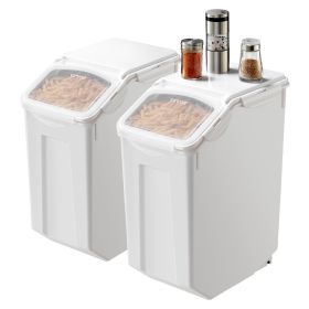 Rice Storage Container, 4.5Gallon/20L x2 Capacity Large Dog Food Dispenser Bin, Kitchen Ingredient Grain Cereal Flour Bin