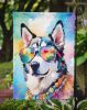 Siberian Husky Hippie Dawg Garden Flag Mailbox Flag Decorative Yard Flag Banner Outside Patio Artwork Yard Flower Beds, Garden Size, Multicolor