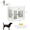 Stylish Dog Crate End Table White with Cushion Dog Cage Kennel Drawer 2 Doors Small Dogs Indoor Crate