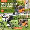 Dog Bike Trailer, Supports up to 66 lbs, 2-in-1 Pet Stroller Cart Bicycle Carrier, Easy Folding Cart Frame with Quick Release Wheels