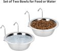 2PCS Kennel Water Bowl Hanging Stainless Steel Puppy Bowls