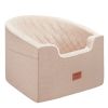 Dog Car Seat, Waterproof Dog Booster Seat for Car with A Storage Pocket, Clip-On Safety Leash and Sponge Filling