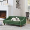 Durable Elevated Dog Sofa Bed,Pet sofa with modern irregular armrest design,Comfortable soft dog sofa-Green