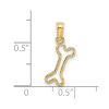 14K Cut-Out Polished Mini Dog Bone Charm