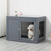 33 Furniture Style Indoor Dog Cage Crate End Table Pet Kennel with Double Doors & Locks Gray for Small and Medium Dogs