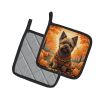 Cairn Terrier Fall Pair of Pot Holders Kitchen Heat Resistant Pot Holders Sets Oven Hot Pads for Cooking Baking BBQ, 7 1/2 x 7 1/2
