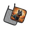 Scottish Terrier Fall Pair of Pot Holders Kitchen Heat Resistant Pot Holders Sets Oven Hot Pads for Cooking Baking BBQ, 7 1/2 x 7 1/2