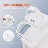 Ingredient Storage Bin, 2 x 15L Dispenser Bin with 2 Measuring Cups, Attachable Casters and Airtight Lid, 2 Pcs/Set Dog Pet Food Storage Container
