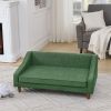Durable Elevated Dog Sofa Bed,Pet sofa with modern irregular armrest design,Comfortable soft dog sofa-Green
