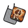 Cavalier Spaniel Fall Pair of Pot Holders Kitchen Heat Resistant Pot Holders Sets Oven Hot Pads for Cooking Baking BBQ, 7 1/2 x 7 1/2