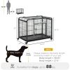 Metal Dog Cage 49" Heavy Duty Folding Kennel with Tray Locking Wheels Dark Gray