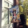 Bernese Mountain Dog Cowboy Welcome House Flag Large Porch Sleeve Pole Decorative Outside Yard Banner Artwork Wall Hanging, Polyester, House Size