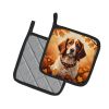 Brittany Spaniel Fall Pair of Pot Holders Kitchen Heat Resistant Pot Holders Sets Oven Hot Pads for Cooking Baking BBQ, 7 1/2 x 7 1/2