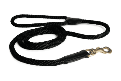 Rope and Leather Snap Lead (6ft x 3/4 in) (Color: Black  Line, size: 6ft x 3/4 in)