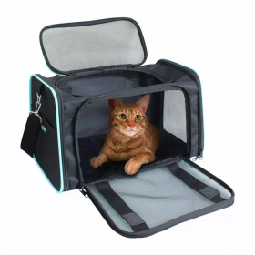 GOOPAWS Soft Sided Pet Carrier (Color: Black / Blue, size: 17" x 10" x 11.5")