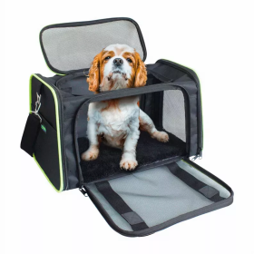 GOOPAWS Soft Sided Pet Carrier (Color: Black / Green, size: 19" x 12" x 12")