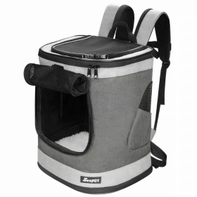 JESPET Soft Pet Backpack Carrier (Color: Smoke Grey, size: 13"x 12"x 17")
