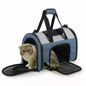 JESPET Airline Approved Soft-Sided Dog Carrier (Color: Blue Grey, size: 16" x 10" x 11")