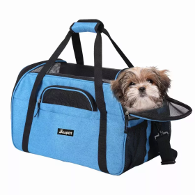 JESPET Airline Approved Soft-Sided Dog Carrier (Color: Turquoise Blue, size: 17" x 9" x 11.5")