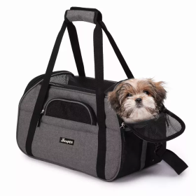 JESPET Airline Approved Soft-Sided Dog Carrier (Color: Smoke Grey, size: 19" x 10" x 13")