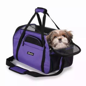 JESPET Airline Approved Soft-Sided Dog Carrier (Color: Purple, size: 17" x 9" x 11.5")