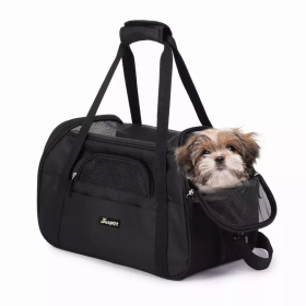 JESPET Airline Approved Soft-Sided Dog Carrier (Color: Black, size: 19" x 10" x 13")