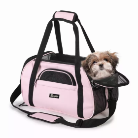 JESPET Airline Approved Soft-Sided Dog Carrier (Color: Pink, size: 19" x 10" x 13")