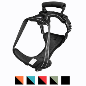 GOOPAWS Adjustable Reflective Padded Dog Harness (Color: Black, size: Neck)