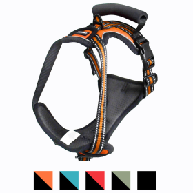 GOOPAWS Adjustable Reflective Padded Dog Harness (Color: Orange, size: Neck)