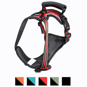 GOOPAWS Adjustable Reflective Padded Dog Harness (Color: Red, size: Neck)