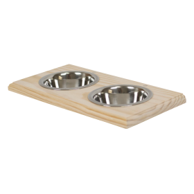 Champion Bowl Pet Food Holder (Finish: Unfinished Wood, size: Two Bowls)